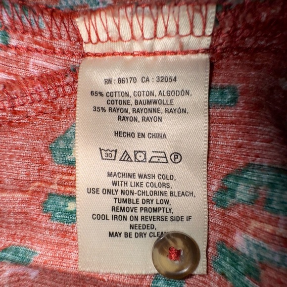 Anthropologie Building 18 Rust Corduroy Floral Button-Down Shirt size 4. EUC - Picture 9 of 10